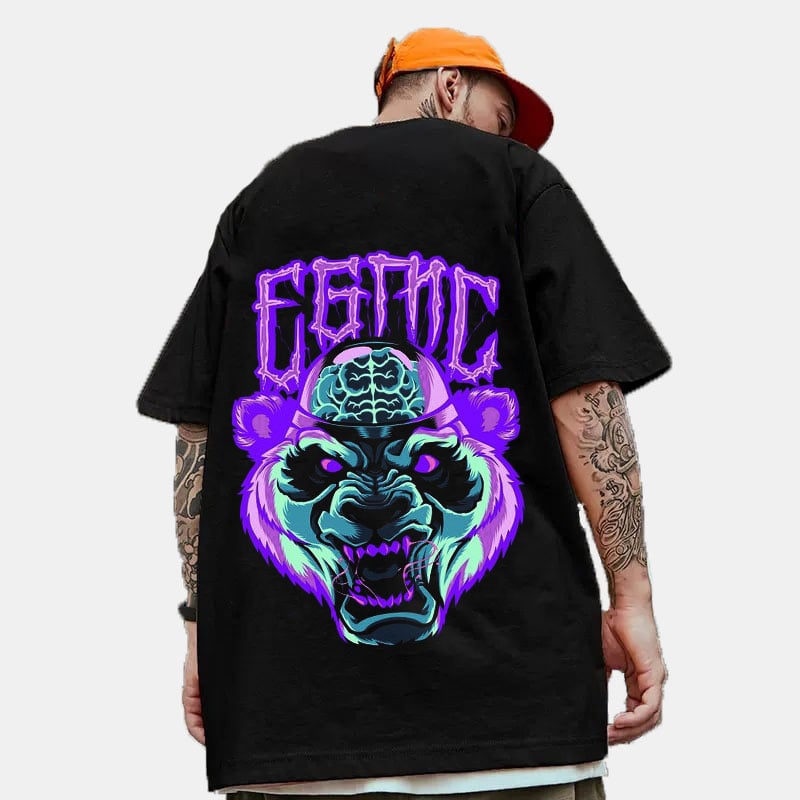Fierce Panda Hip-Hop Loose T-Shirt