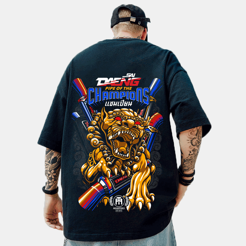 Cyberpunk Mecha Lion Loose T-shirt