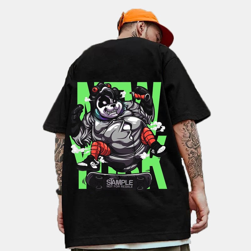 Skateboard Panda Hip-Hop Loose T-Shirt