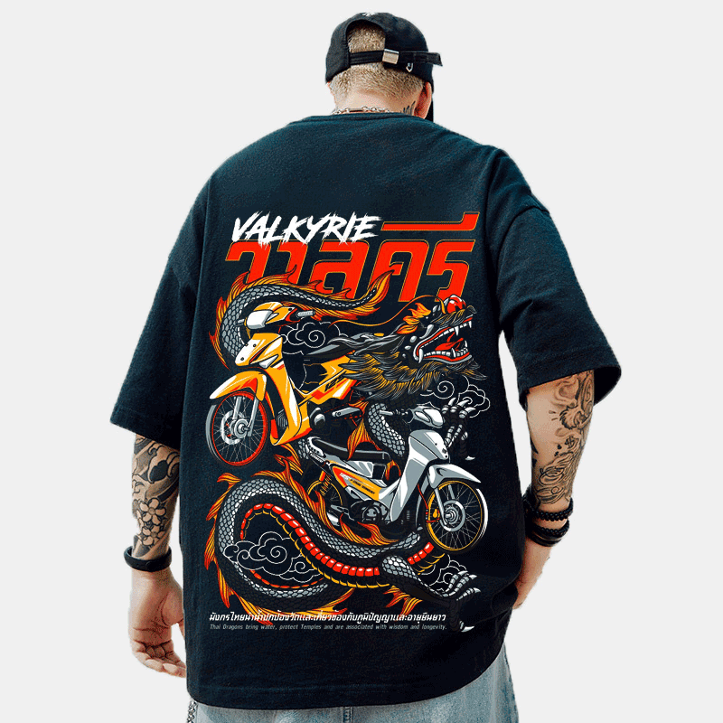 Cyberpunk Mecha Dragon Over Size T-shirt