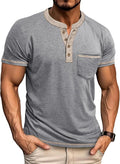 Men's Muscle Henley Shirt Long Sleeve Crewneck Lightweight