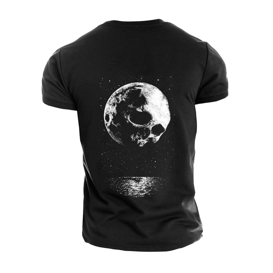 Moon Skull Street Print T-shirt