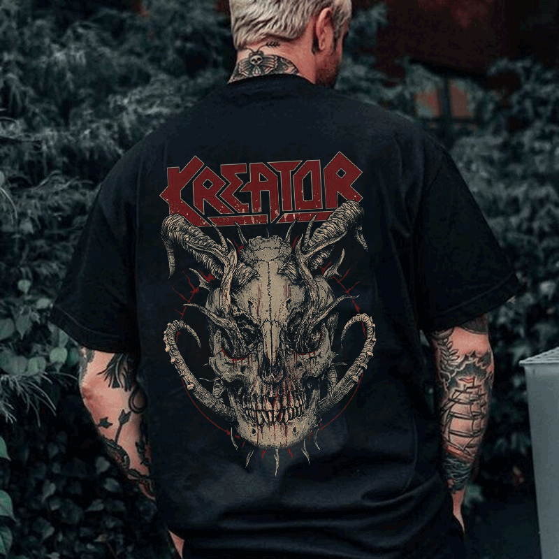 Devil Goat Skull Street Dark Mens T-Shirt