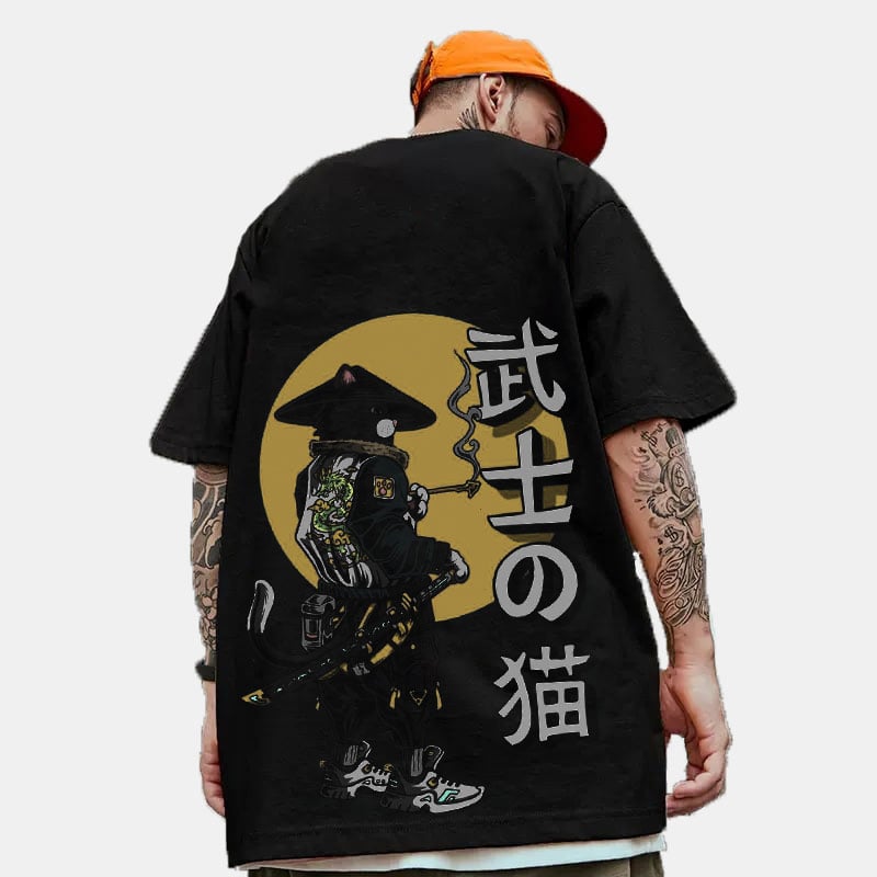 Samurai's Cat Street Loose T-shirt