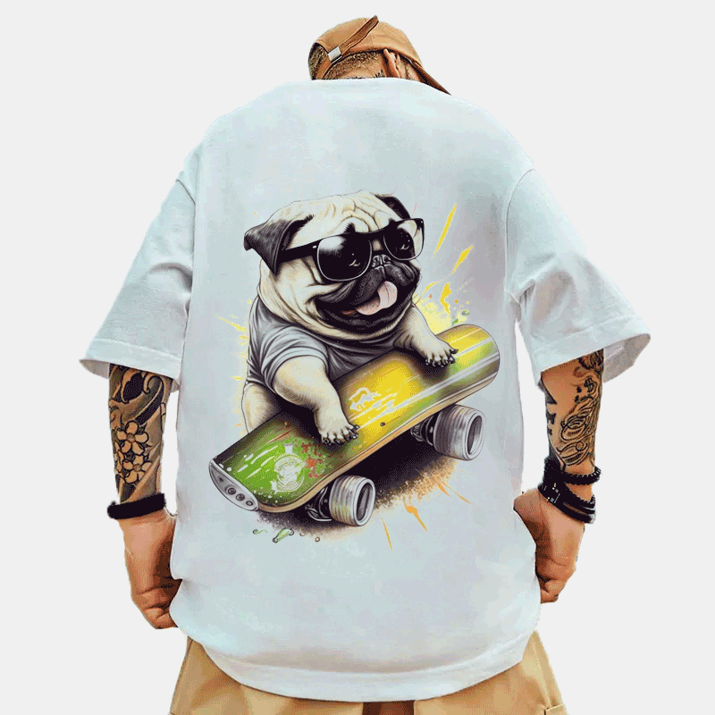 Cute Pug Street Loose T-Shirt