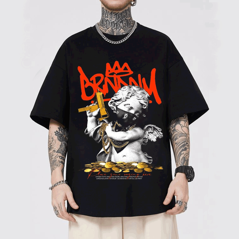 Gangster Angel Hip Hop Over Size Tee